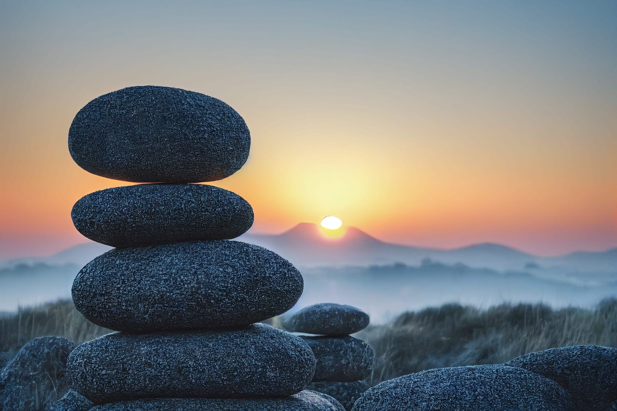 Stacked stones represent the quiet discipline and imperfect effort gay self-care requires in a world that often feels at odds with you.